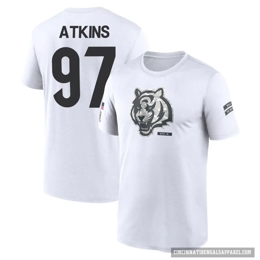 Youth ＃97 Geno Atkins Cincinnati Bengals White 2024 Salute to Service Performance T-Shirt